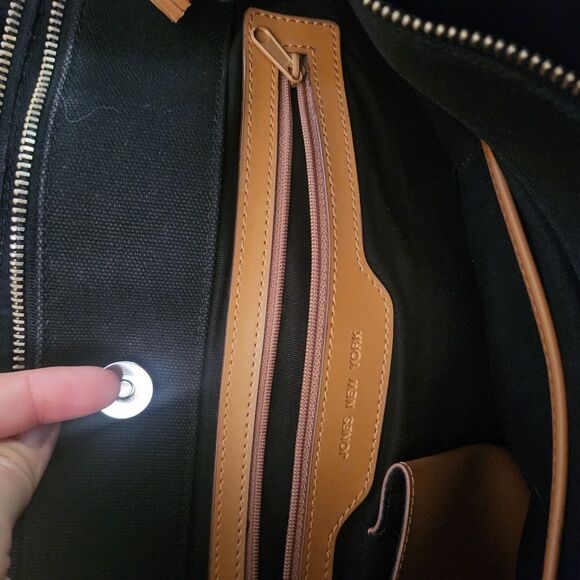 Jones New York Black and Tan Tote with Structured Design - Picture 7 of 12